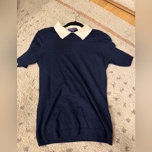 Ralph Lauren 97% cashmere 3% elastane collared navy collared blouse L